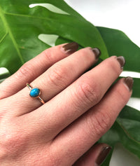 Oval Turquoise Cabochon Ring in 14k Rose Gold by 720
