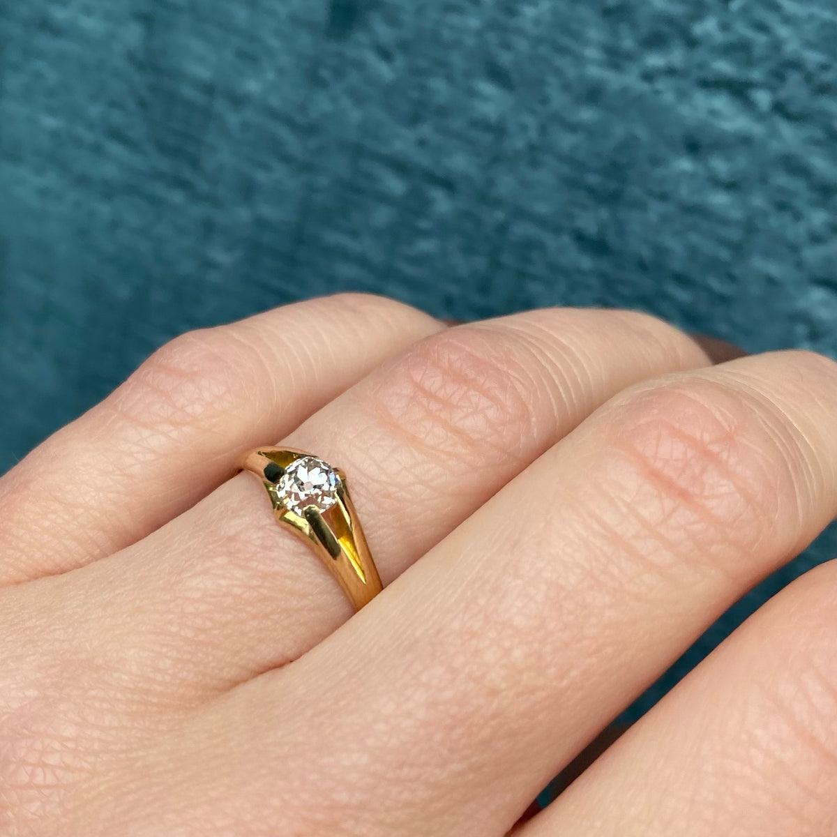 Endearing English Old Mine Diamond Solitaire Ring
