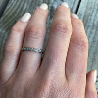 Deco Step Side Diamond White Gold Band