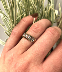 Victorian Gold Band with Aqua Beryl and Crystal Gems