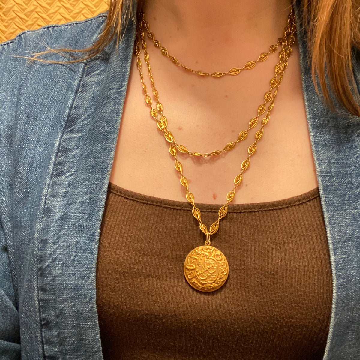Extra Long Victorian French 18k Gold Chain