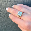 Aquamarine in Leafy Gold Cocktail Ring