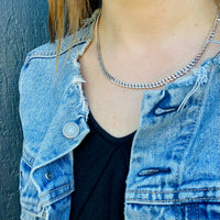 Italian 18" Sterling Flattened Curb Chain Necklace