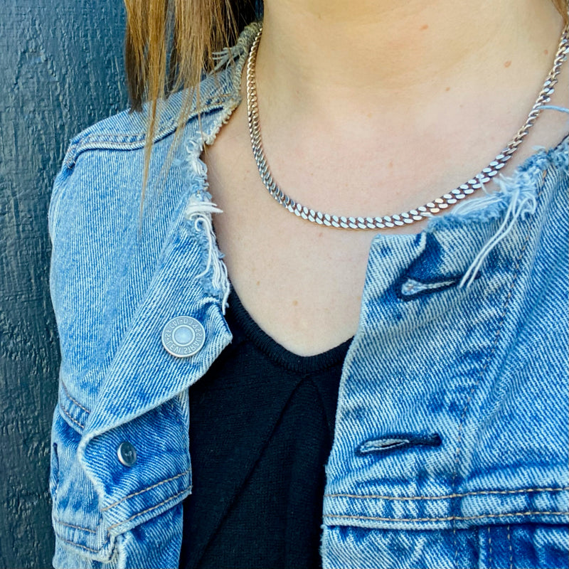 Italian 18" Sterling Flattened Curb Chain Necklace