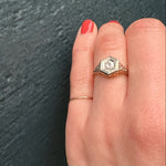 Yellow and White Gold Filigree Deco Diamond Ring