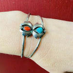 Light Weight Cuff with Colored Stones & Silver Appliqué