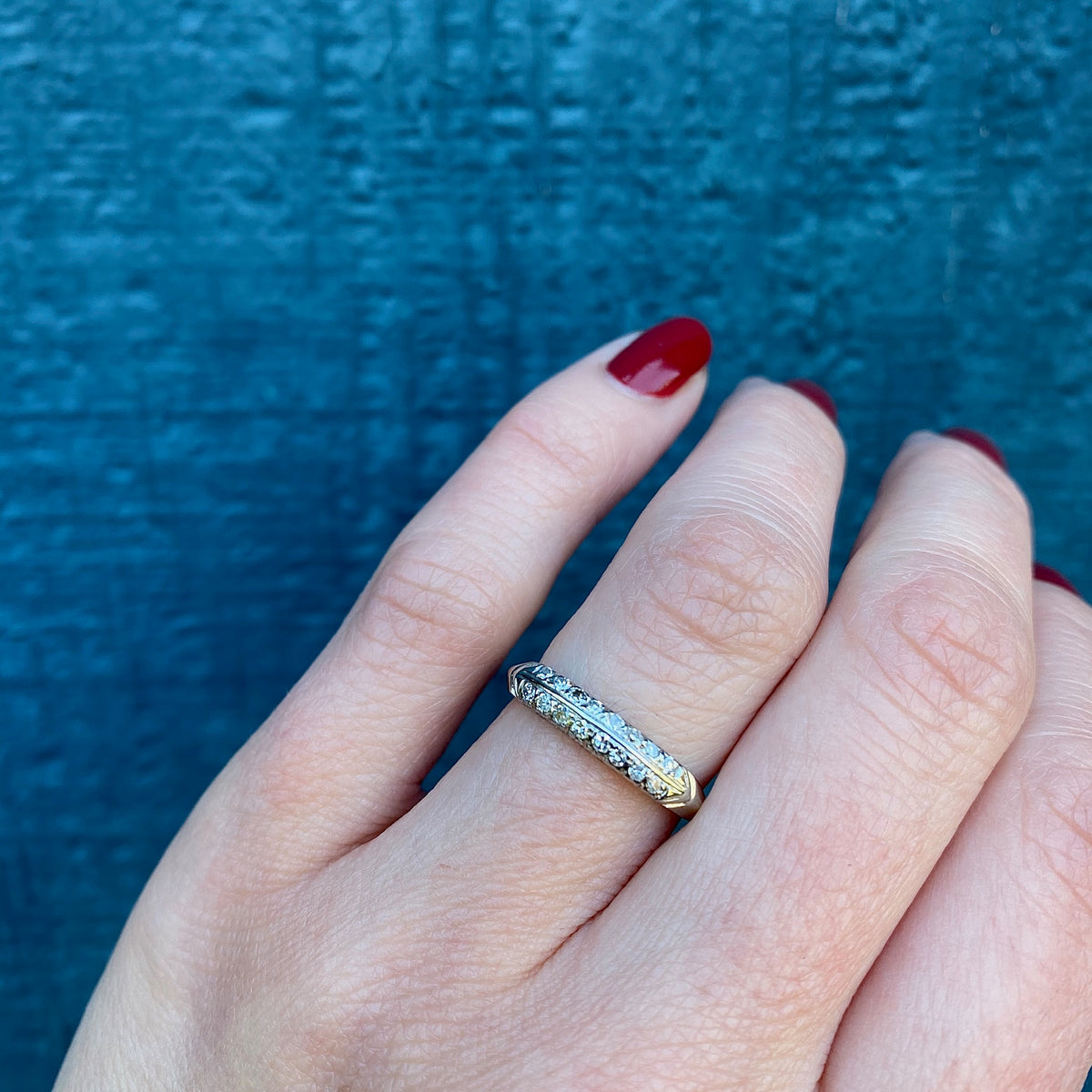 Elegant Two Row Diamond Wedding Band