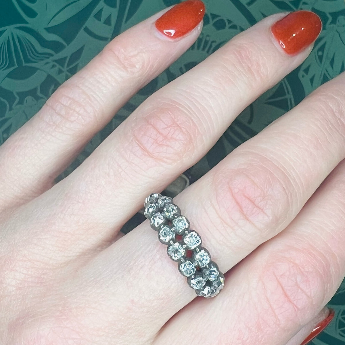 Georgian Double Row Half Hoop OMC Diamond Ring