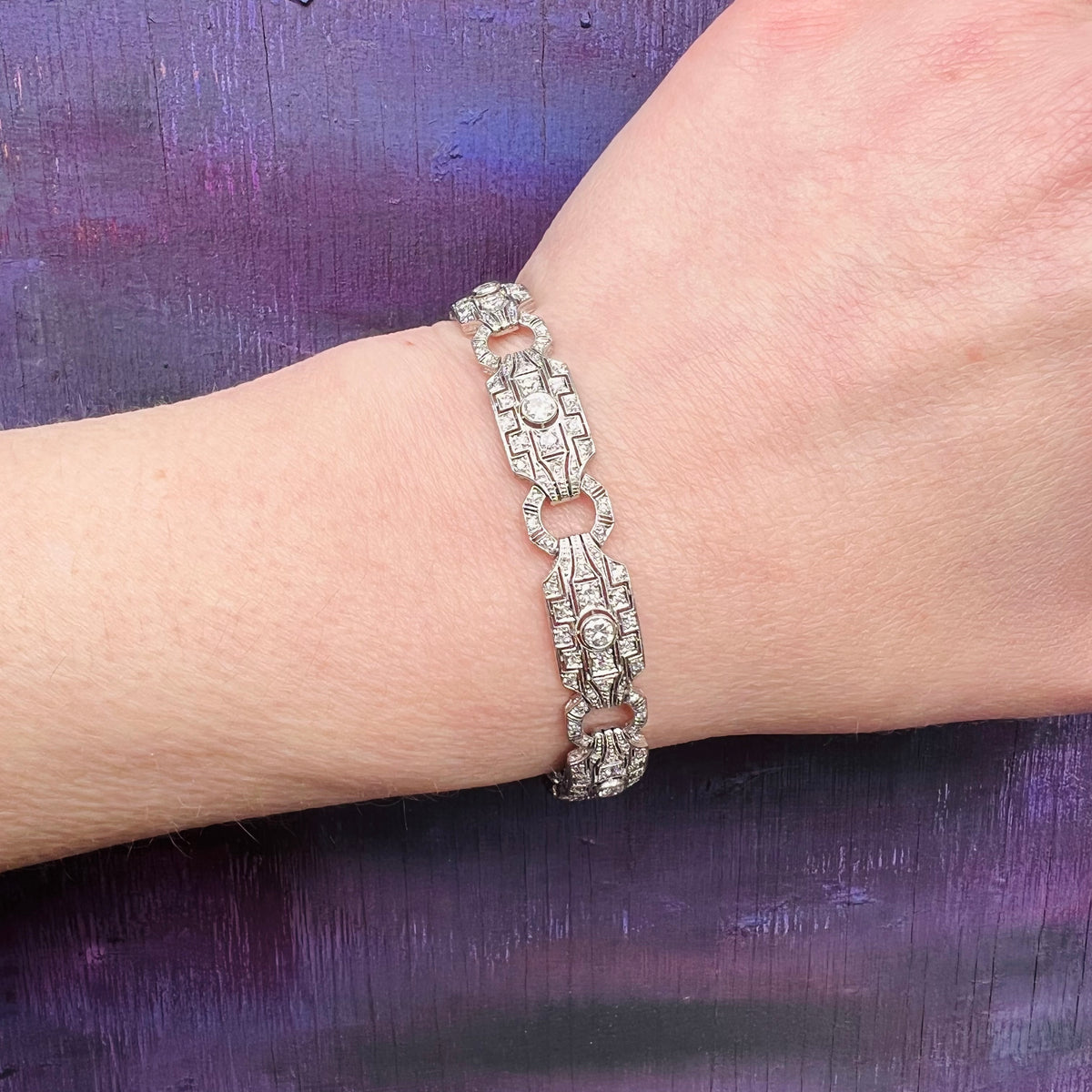 Exquisite Platinum and Diamond Art Deco Bracelet