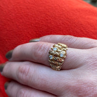 Luxurious Landscape Brutalist Gold & Diamond Ring