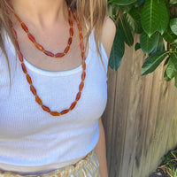 Autumnal Tones Long Glass Bead Necklace