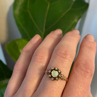 Rose Cut Diamonds and Roses with a Heart Shaped Opal