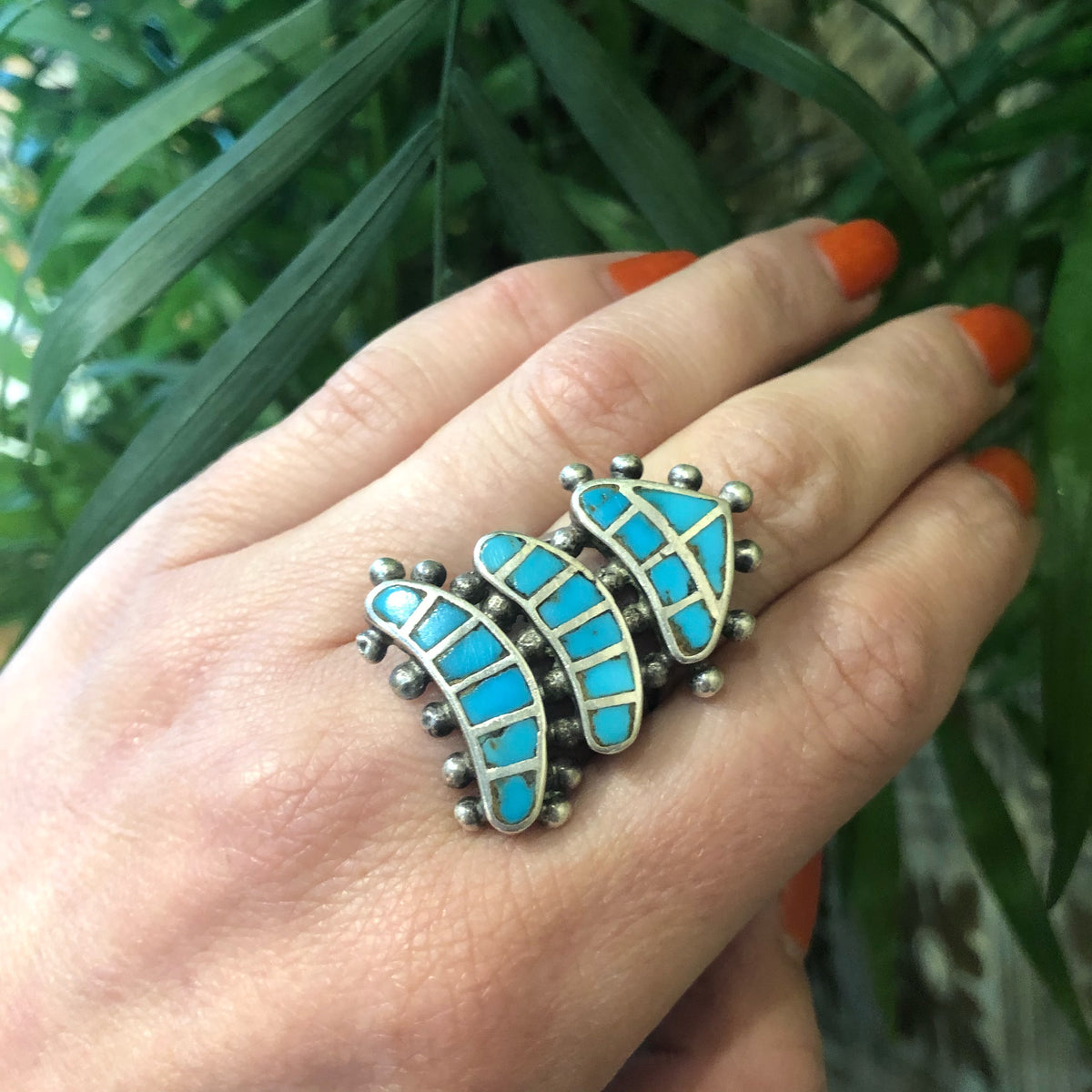 The Temple Vintage Turquoise and Silver Ring