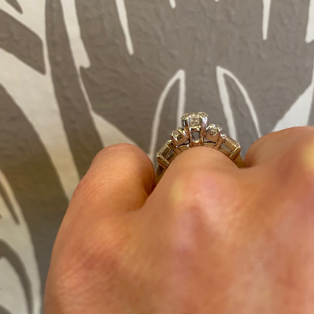 Vintage Diamond Engagement Ring with Pretty Accents