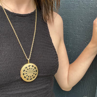 Large 1970s Locket with Black Enameled Detail