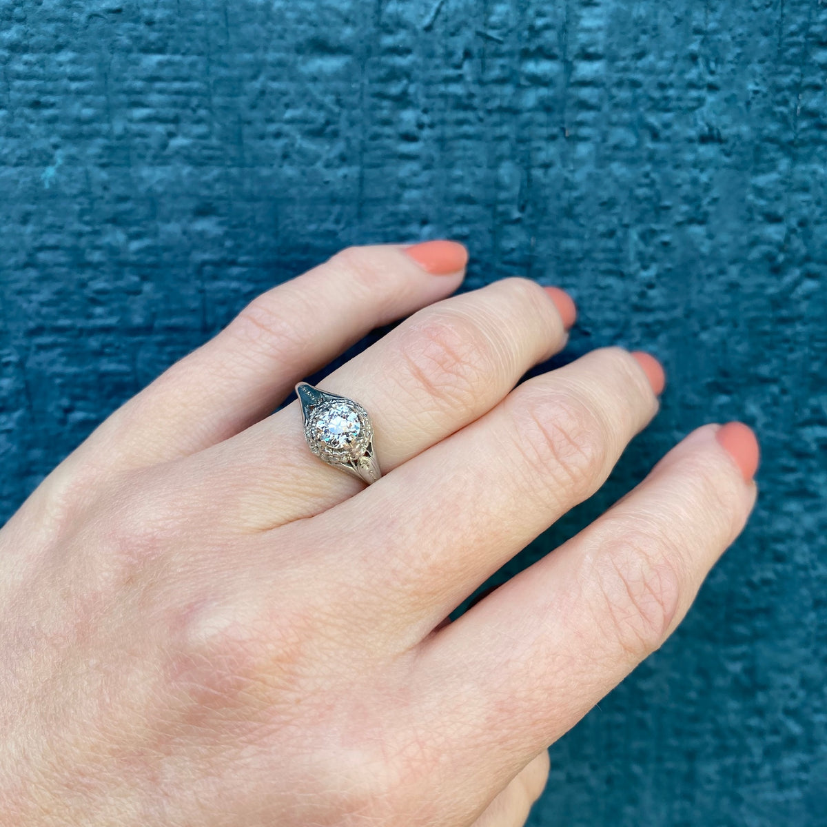 Wreath of Flowers Filigree Engagement Ring
