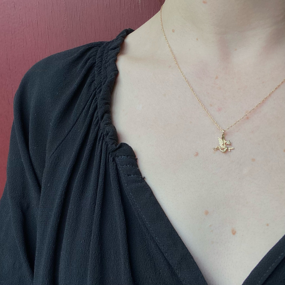 Sinuous Little Gold Dragon Pendant
