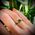 Spring Green Tourmaline in Flowery White Gold Ring