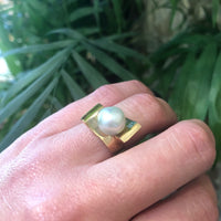 The 1970's Gold and Pearl Statement Ring