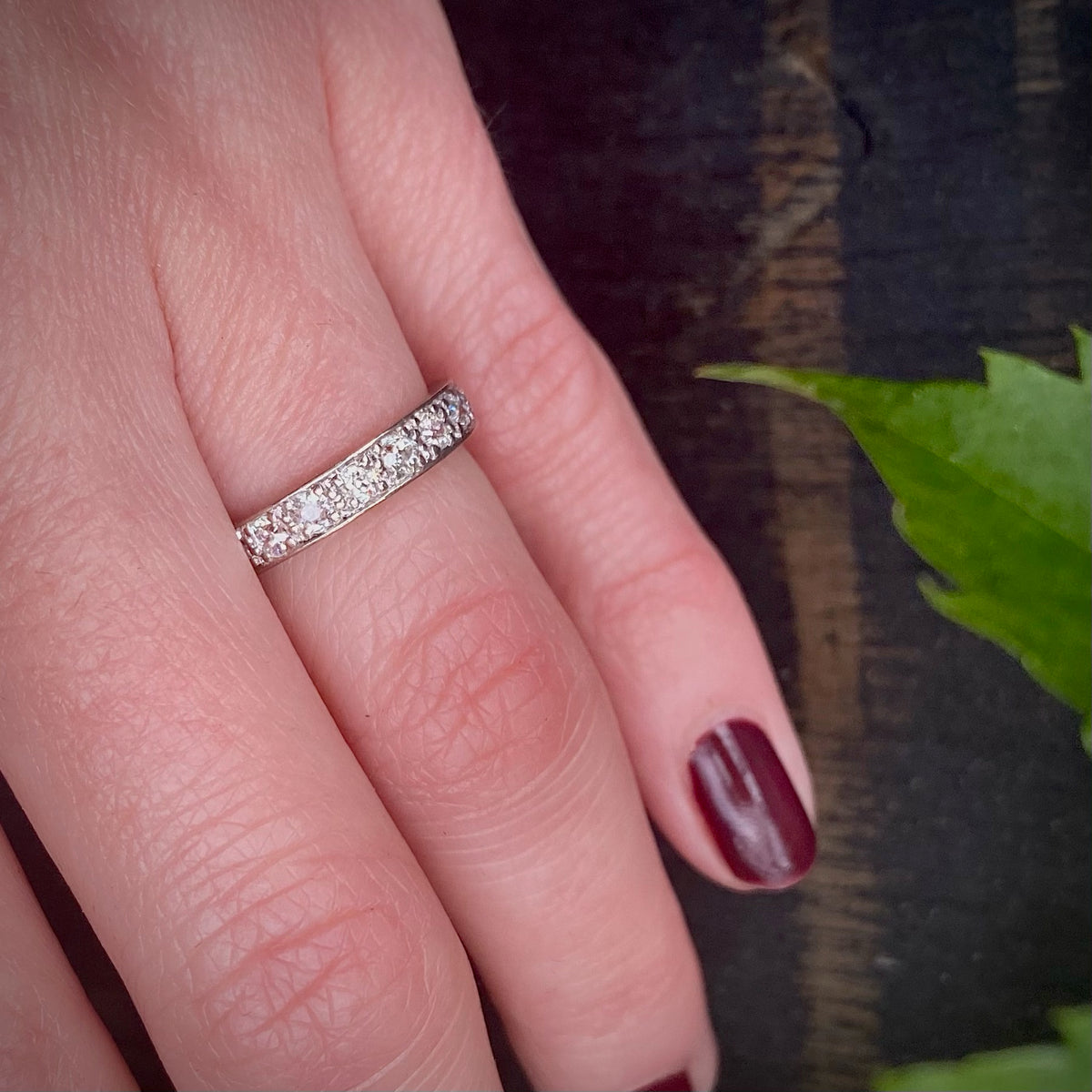 Platinum 1950s Eternity Band with Old Mine Diamonds