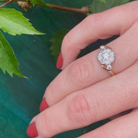 Old Mine Diamond Blossom in Platinum on 18ct Ring