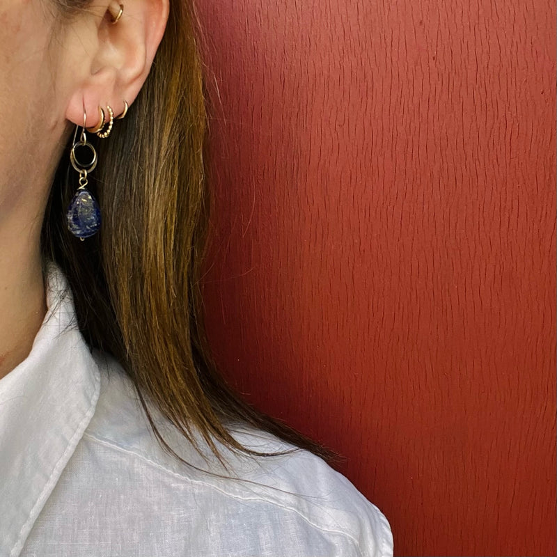 Inky Blue Lapis & Silver Ring Earrings by Brin