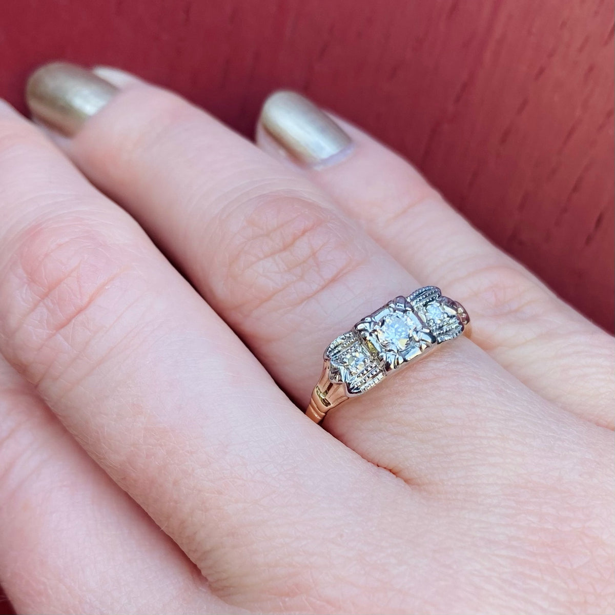 Sassy Bow Two Tone Diamond Deco Band