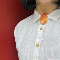 Carved Orange Jade Deco Dress Clip