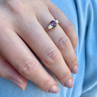 Rich Yellow Gold Ruby and Diamond Vintage Ring