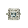 Beautiful Square Aquamarine Art Deco Ring