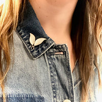 Two White Leaves David Andersen Brooch