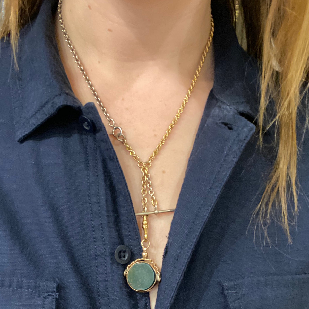 Two-Toned Married Chain with English Silver T-Bar
