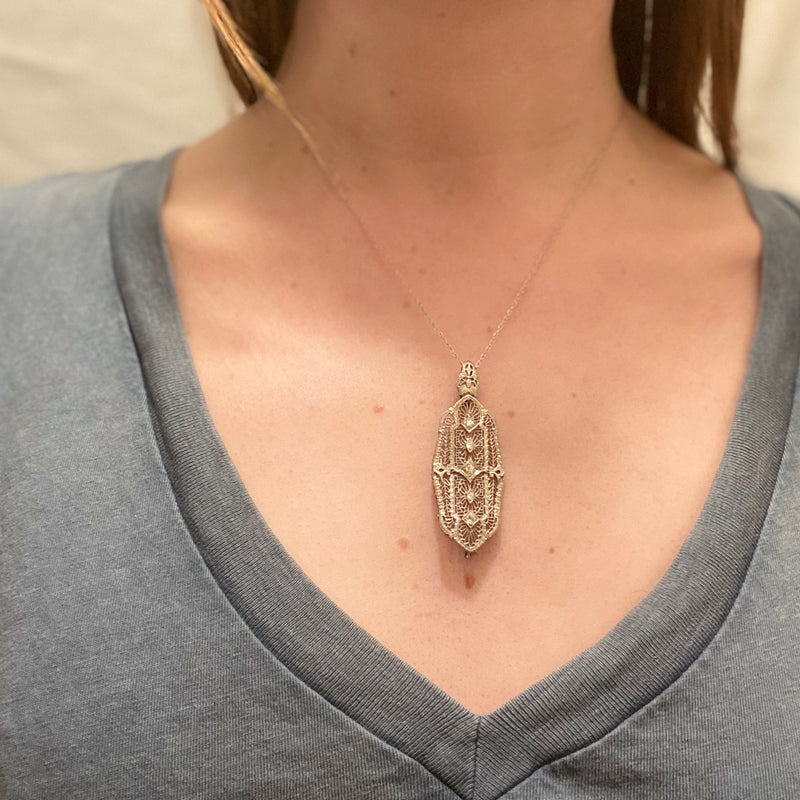 Lacy Filigree Diamond Pendant