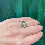Vivacious Peridot Cocktail Ring with Diamond Swirl