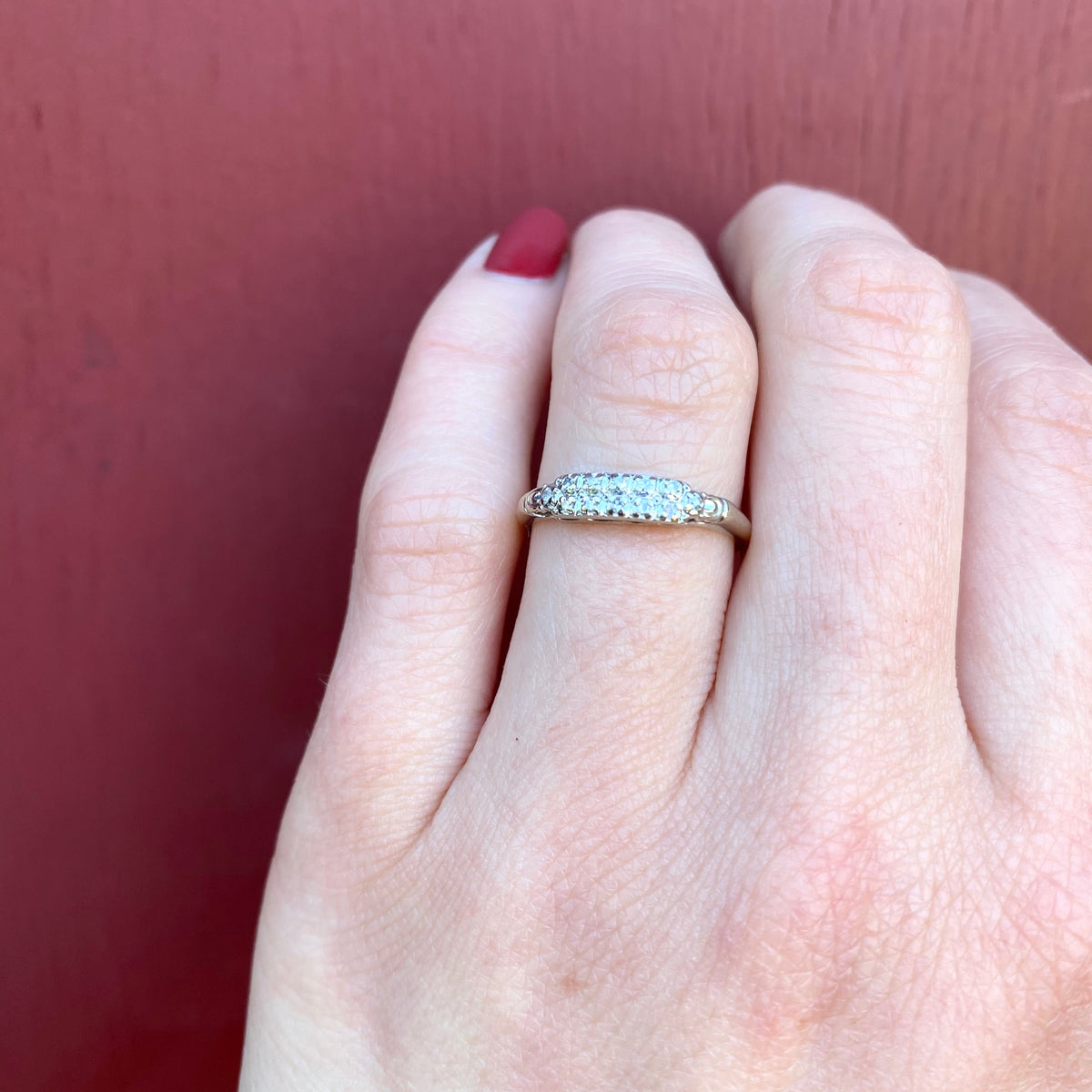 One Dozen Diamond Band in White Gold