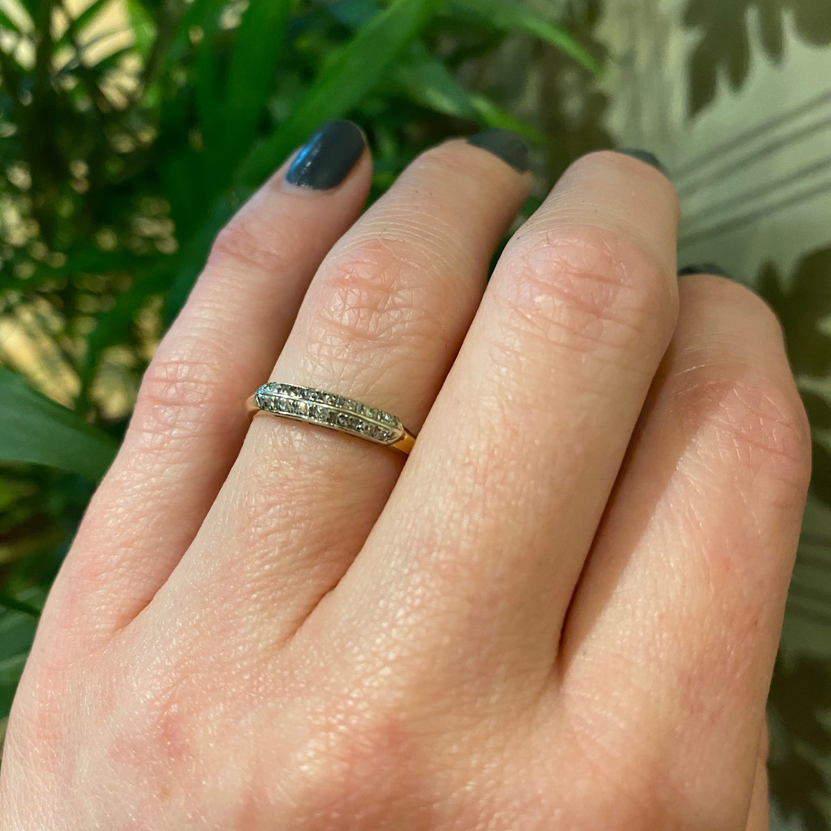 Lovely 2 Tone Gold Double Diamond Band