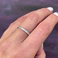 Slim Half Hoop Diamond & Engraved Platinum Band