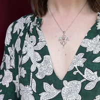 French Platinum and 18k Diamond and Pearl Pendant