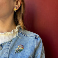 Gloriosa Lily Set in Enamel & Marcasite