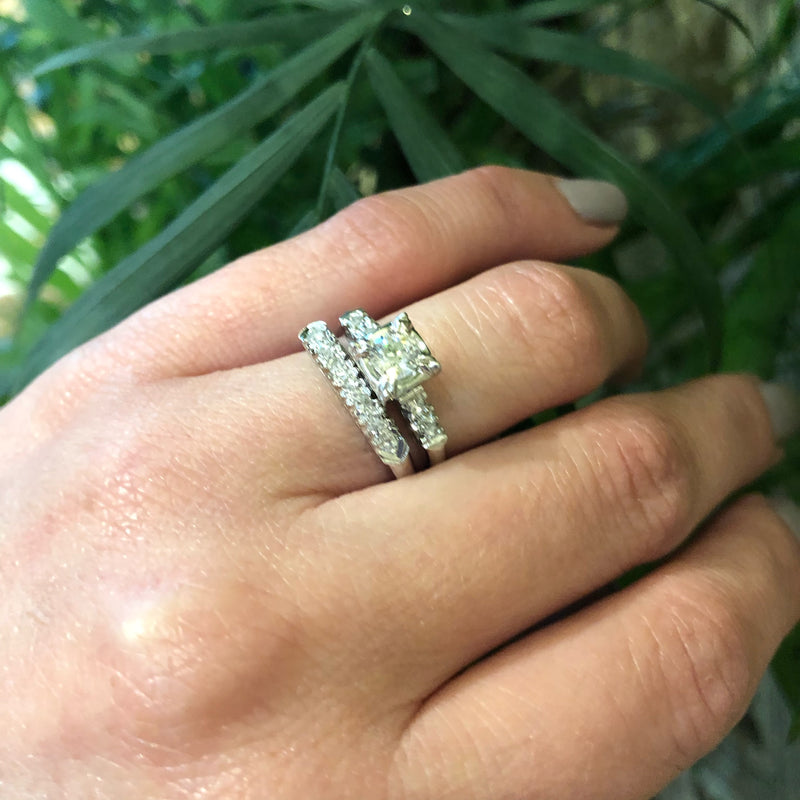 Pristine 1940's White Gold Diamond Wedding Set