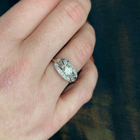 Asymmetrical Beauty Vintage White Gold Wedding Set