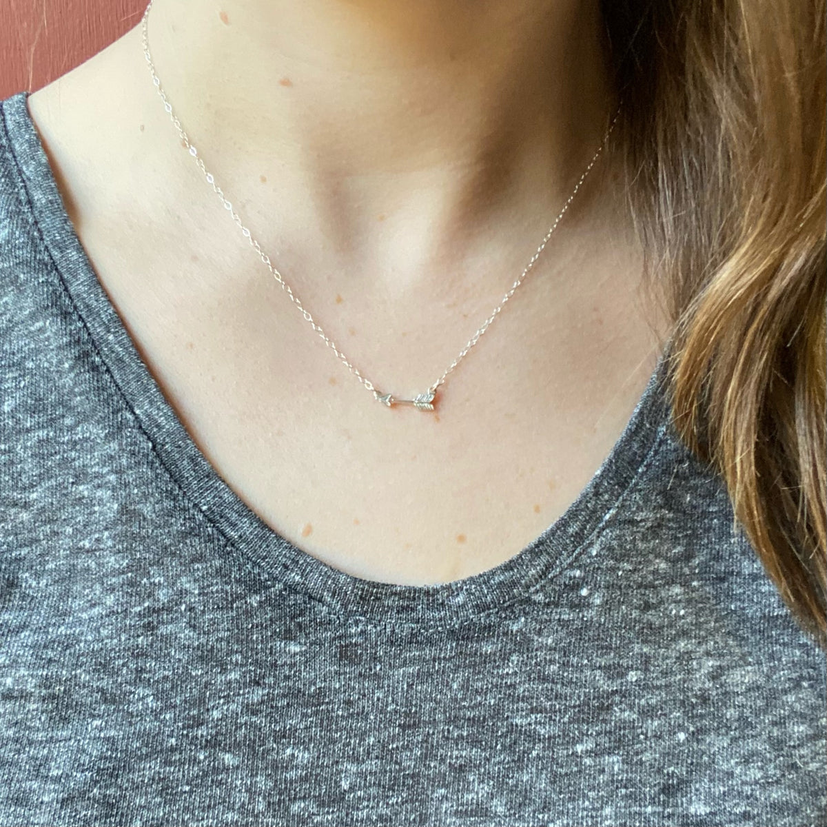 Tiny Arrow Necklace in Recycled Gold by 720