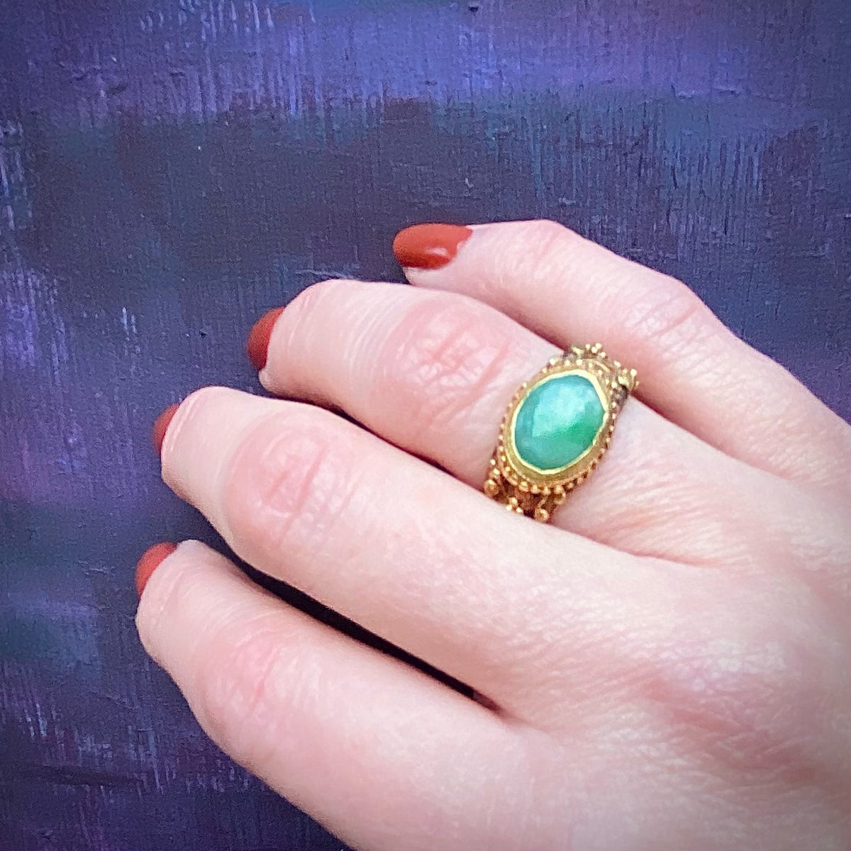 Antique Treasure Jade and 22k Gold Band