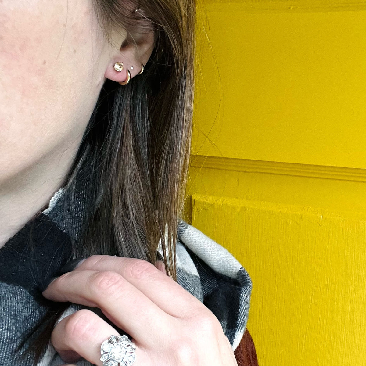 Antique Imperial Topaz in Recycled White Gold Studs