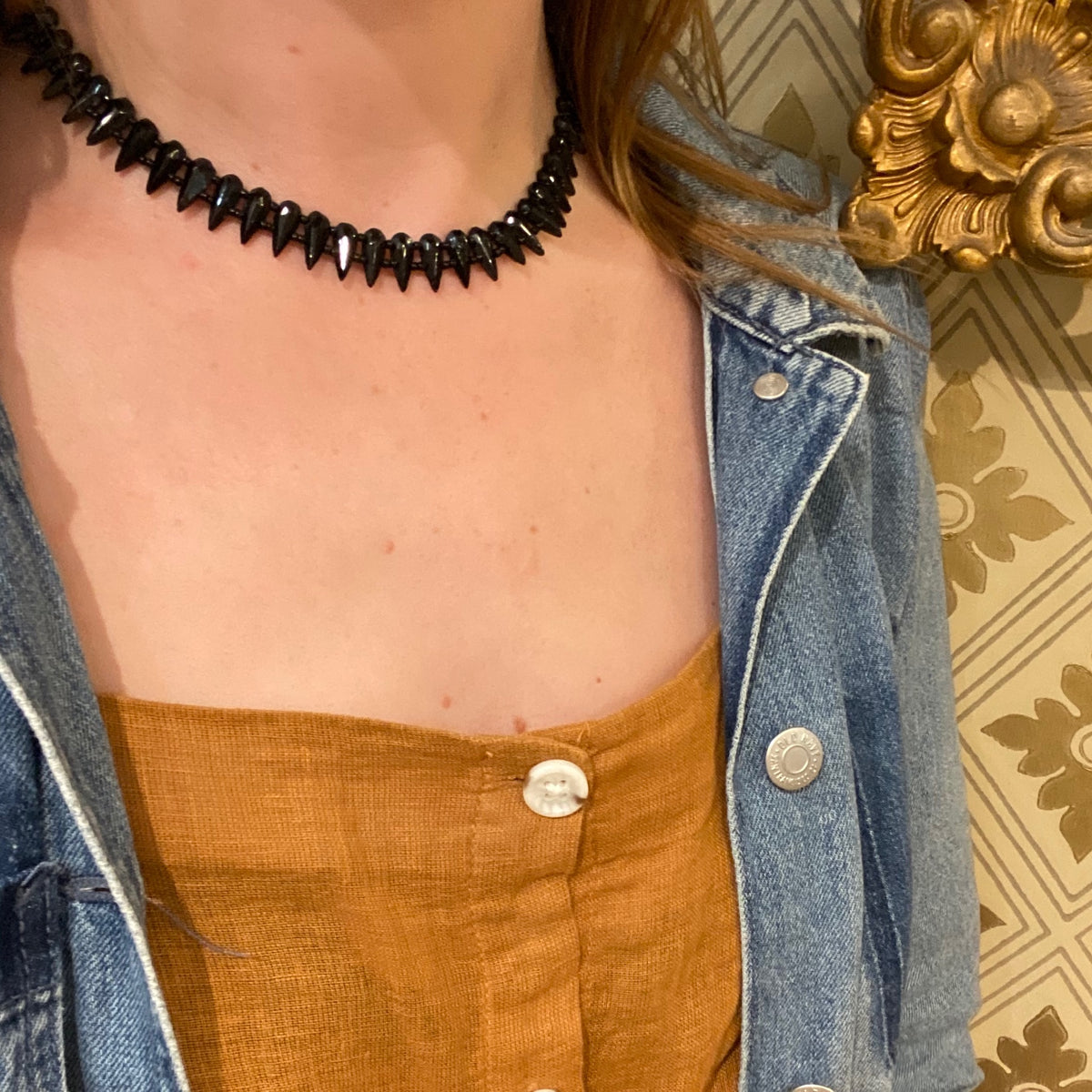 Dark Glamour Czech Glass Bead Choker