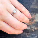 Cool & Austere Moonstone in Platinum Ring