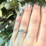 Mid Century Emerald Step Cut Diamond Solitaire