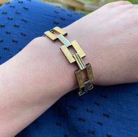 Engraved Gilded Silver 1940s Ladder Bracelet