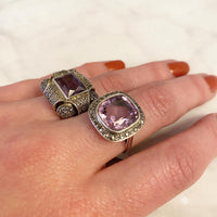 Amethyst and Marcasite Fahrner Silver Gilt Ring