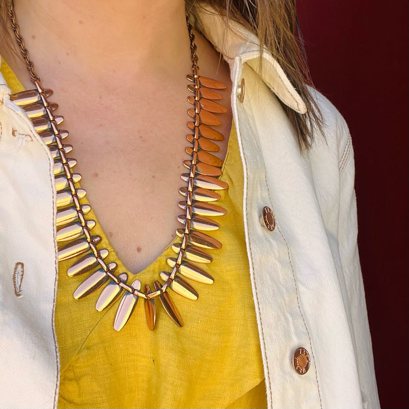 Fierce Mid Century Copper Statement Necklace